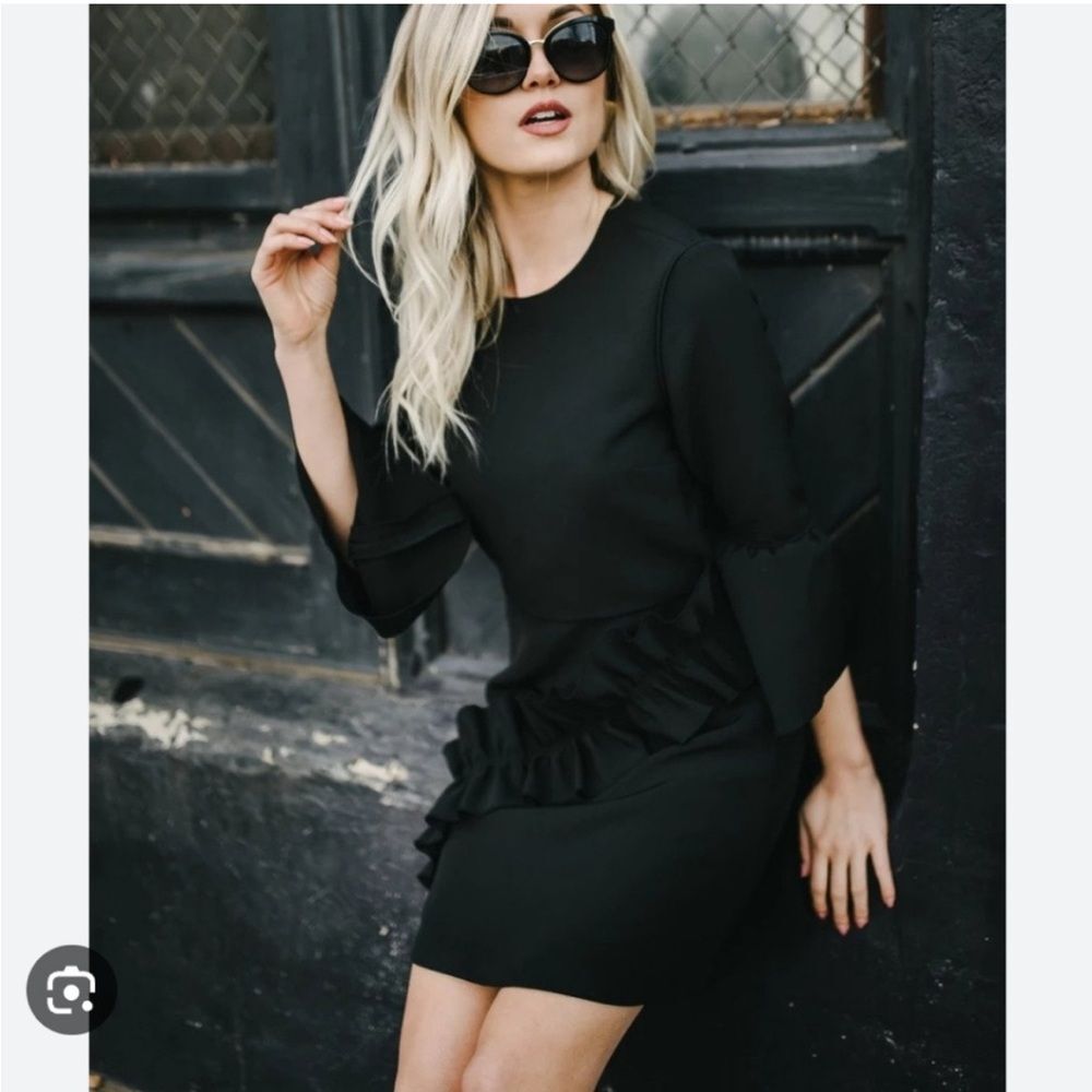 Anna Cate Jamie Black Ruffle Bell Sleeve Dress XS